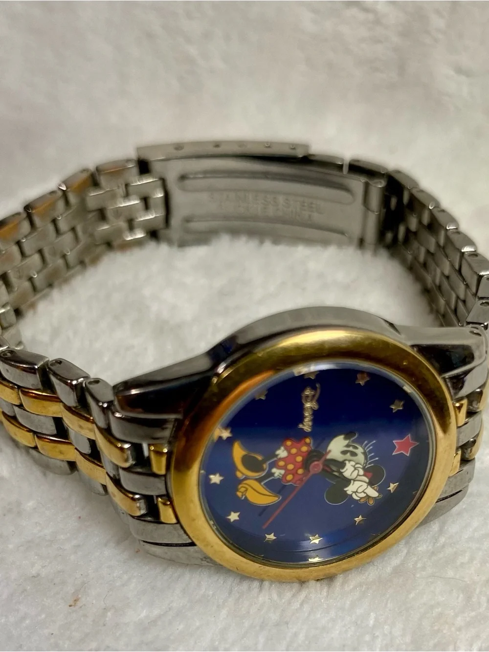 Disney Two-Tone Gold & Silver Minnie Mouse Watch with Blue Dial